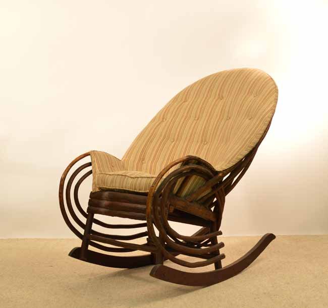 Bentwood Adirondack Upholstered Arm Rocker: Bentwood Adirondack Upholstered Arm Rocker
