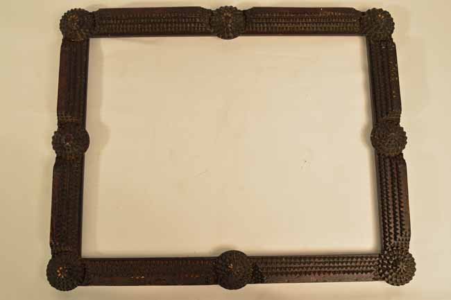 Tramp Art Picture Frame: Frame opening size 18 1/2 inches x 14 1/4 inches