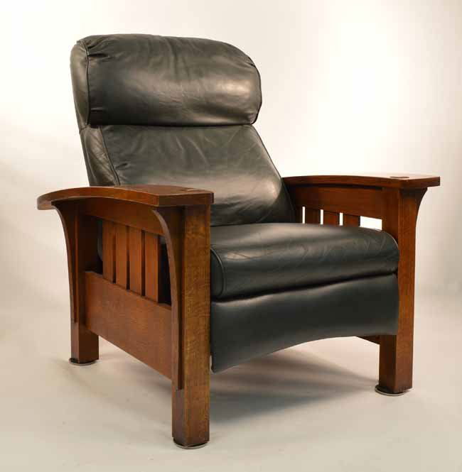Stickley Oak Bow Arm Modern Morris Chair Aug 09 2013