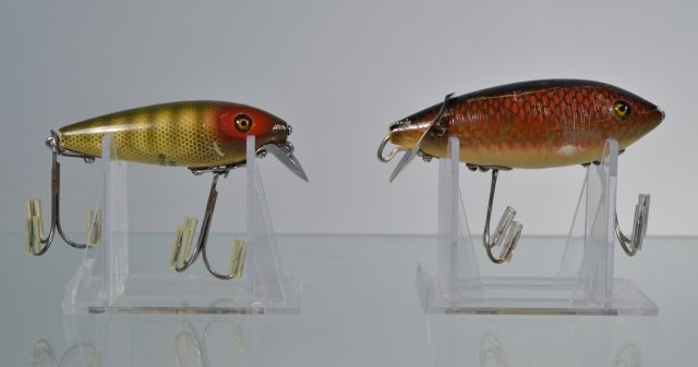 Two Heddon Fishing Lures: Crab Go-deeper wiggler and a River Runt