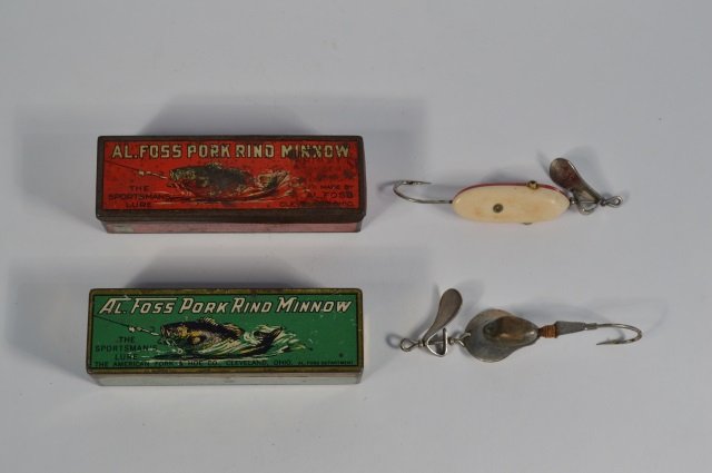 Two Al Foss Fishing Lures with Tin Boxes: From a Northern New York Estate.