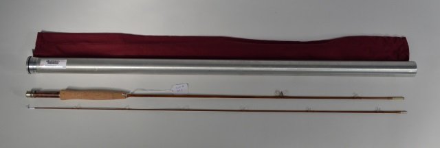 Canadaway Rod Company 6'3" Fly Rod: Two piece, one tip. Model "Tin Cup Creek " James Wilcox 1999. With original canvas bag and aluminum tube. From the Andy Reece Estate, longtime Western NY collector.