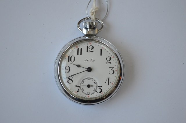 Sears Chrome Plated Pocket Watch: From Great Britian.