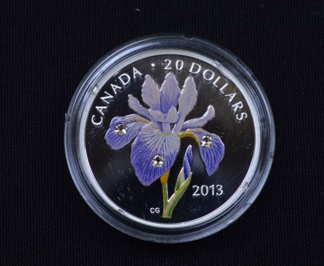 2013 Canadian Fine Silver $20 Coin - 1 oz: Blue Flag Iris