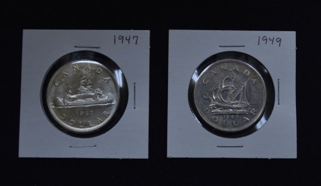 Two Canadian Silver Dollars - 1947 and 1949 (1 of 2)