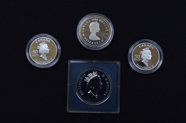 Two Canadian Silver Dollars and Two Half Dollars (1 of 2)