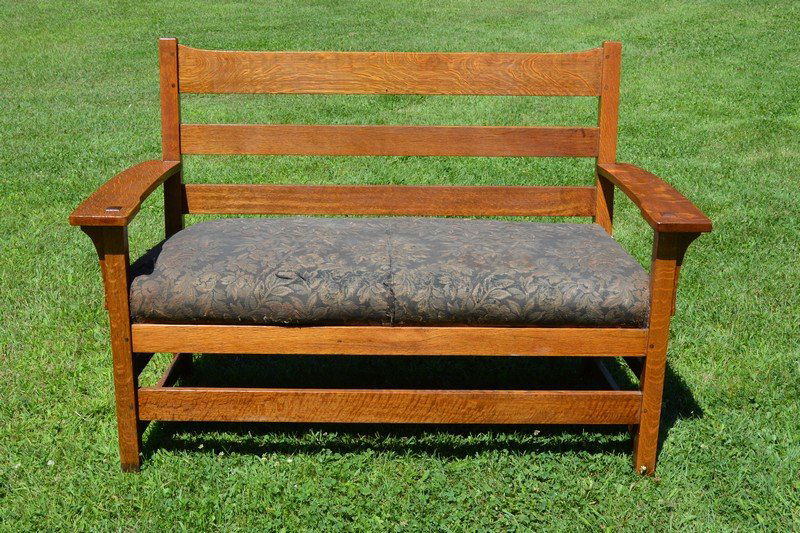 Mission Oak Drop Arm Settle-Attributed to Stickley (1 of 4)