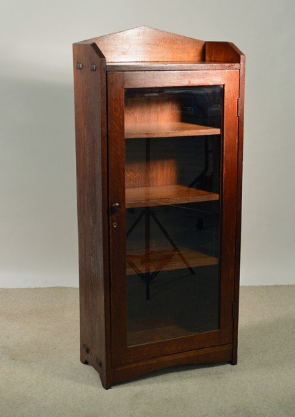 Single Door Mission Oak Bookcase (1 of 3)