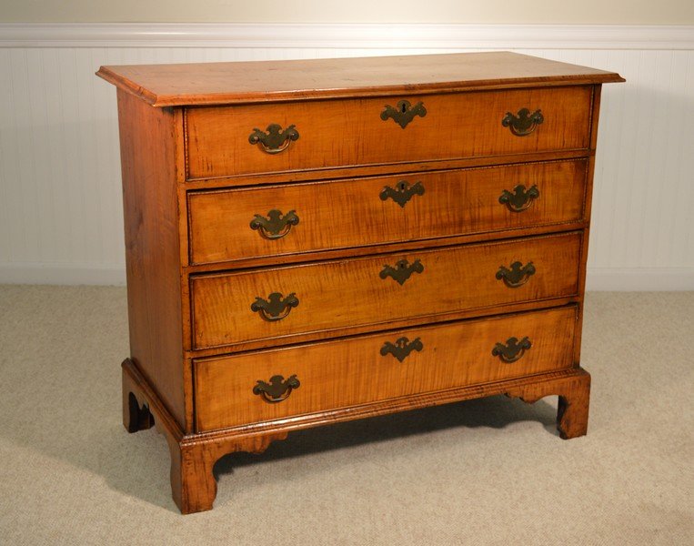 Period Chippendale Tiger Maple Chest of Drawers (1 of 4)
