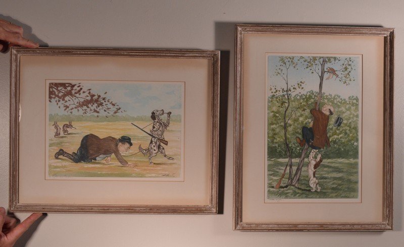 Pair of Artist Signed Hand Colored Lithographs (1 of 5)