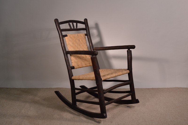 Old Hickory Arm Rocker w/ new Bamboo Splint Seat (1 of 5)