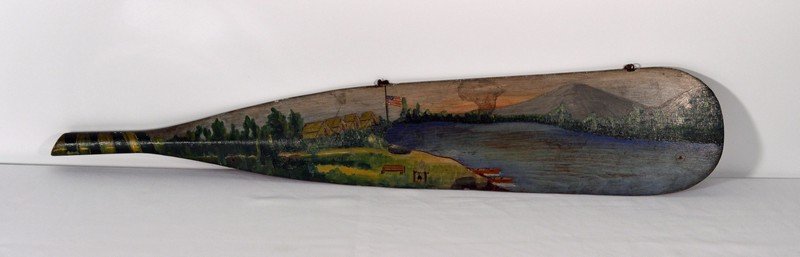 Landscape Camping Scene Painted on a Canoe Paddle (1 of 2)