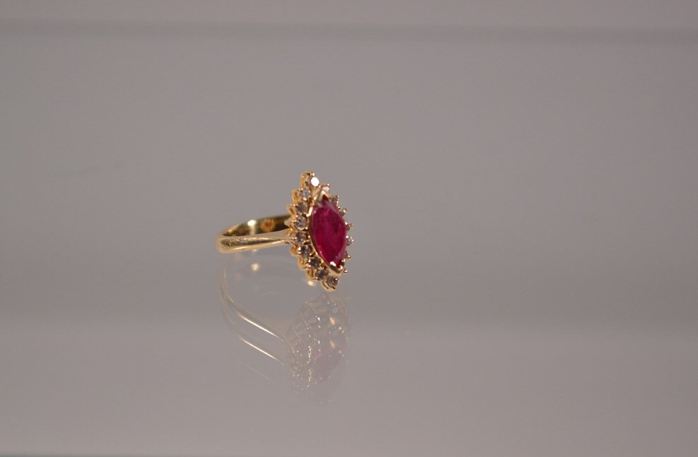 18kt Gold Genuine Ruby & Diamond Ring (1 of 5)