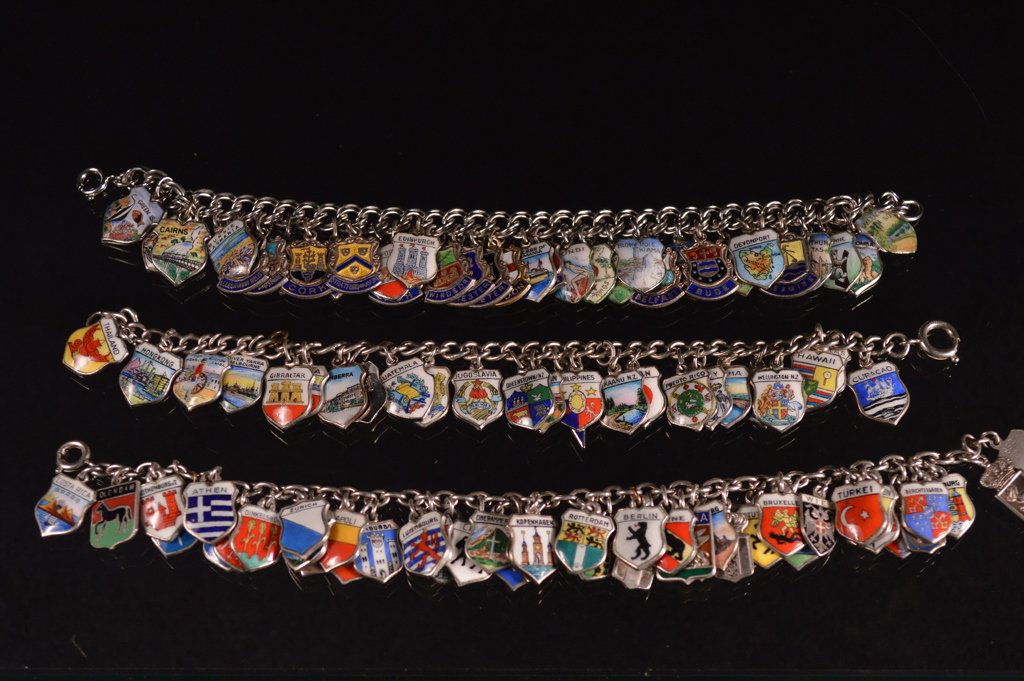 Three Foreign Silver Charm Bracelets (1 of 1)