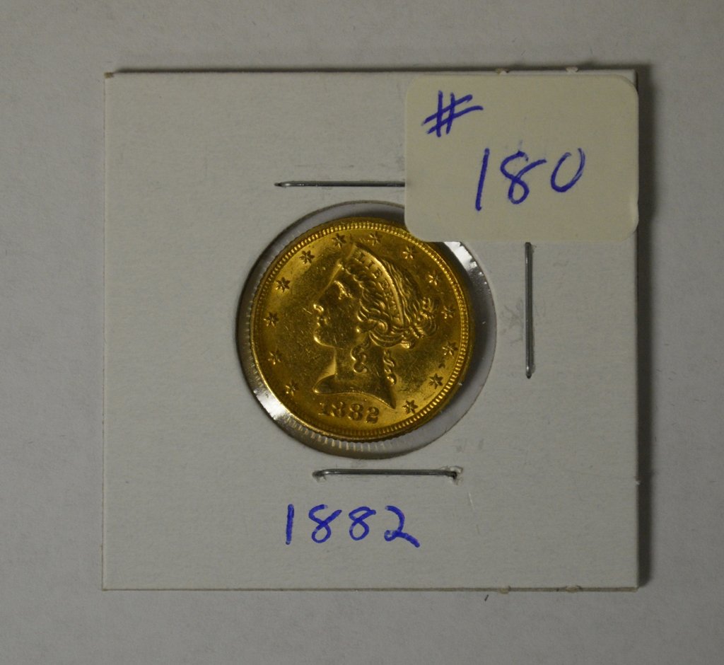1882 U.S. $5 Gold Coin (1 of 2)