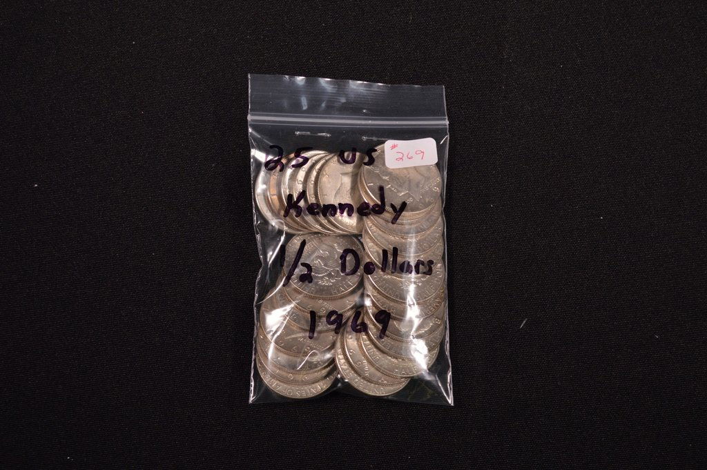 25 U.S. Kennedy Half Dollars (1969) (1 of 1)