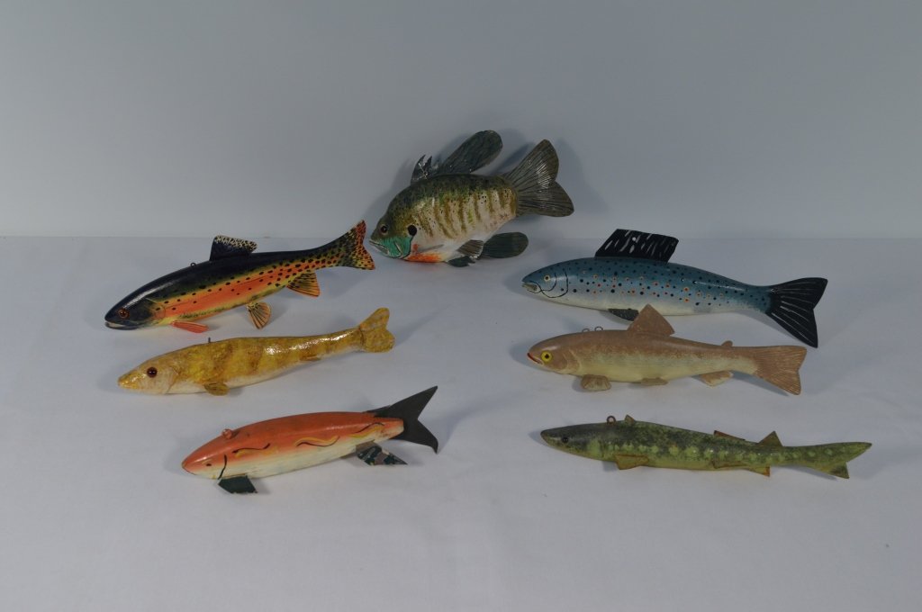 Collection of 7 Contemporary Ice Fishing Decoys (1 of 2)
