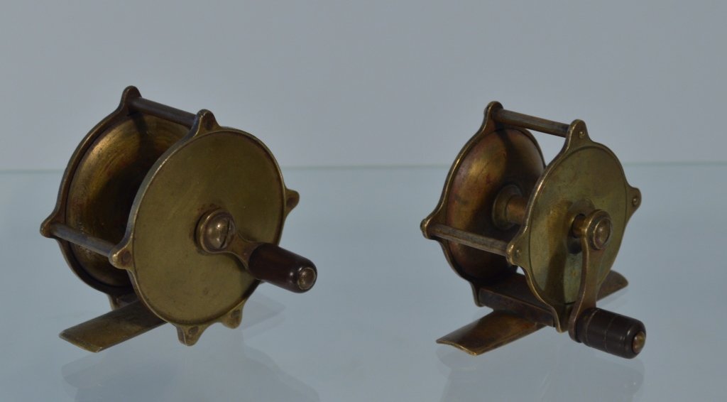 Two Small Brass Wooden Handle Trout Reels (1 of 3)