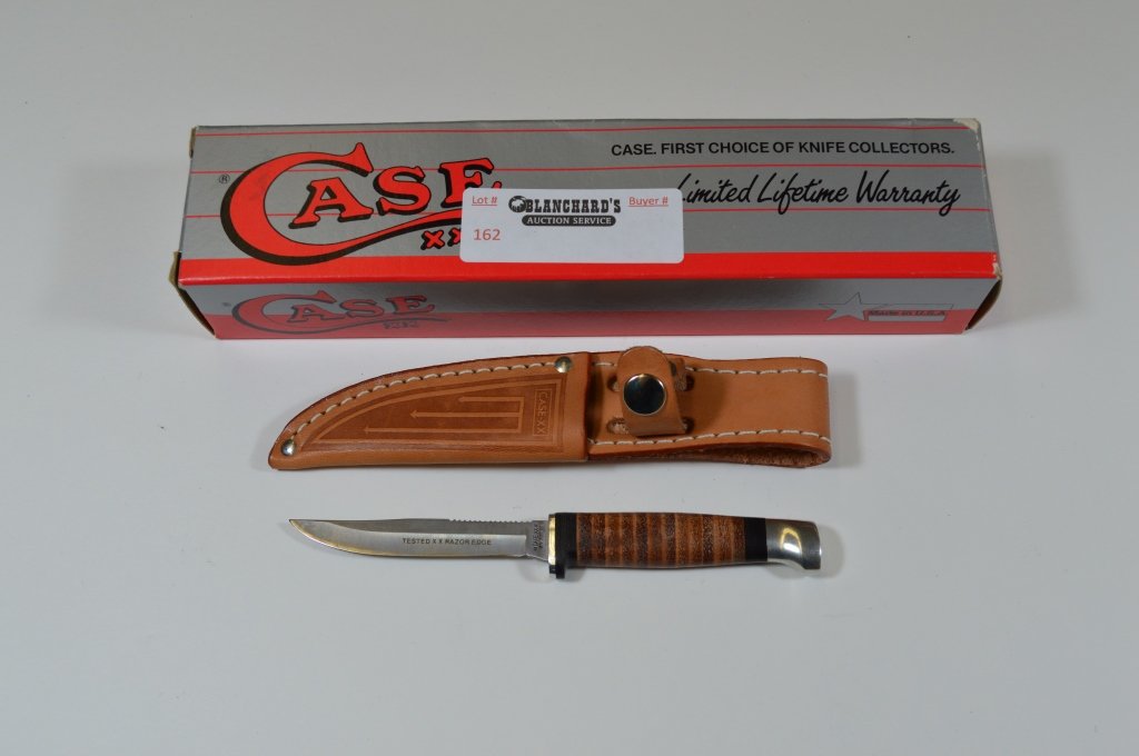 Case Mini Finn SS 1991 Hunting Knife: new in leather sheath and original box. 6 1/4". M3 Finn SS Hunter. From the Andy Reese Estate, well known and respected Western NY collector.