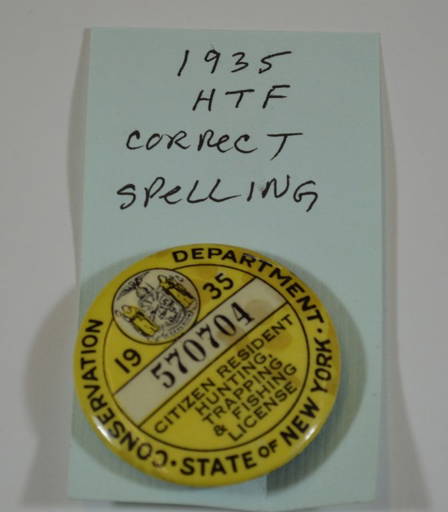 1935 Nys Hunting Trapping Fishing Button