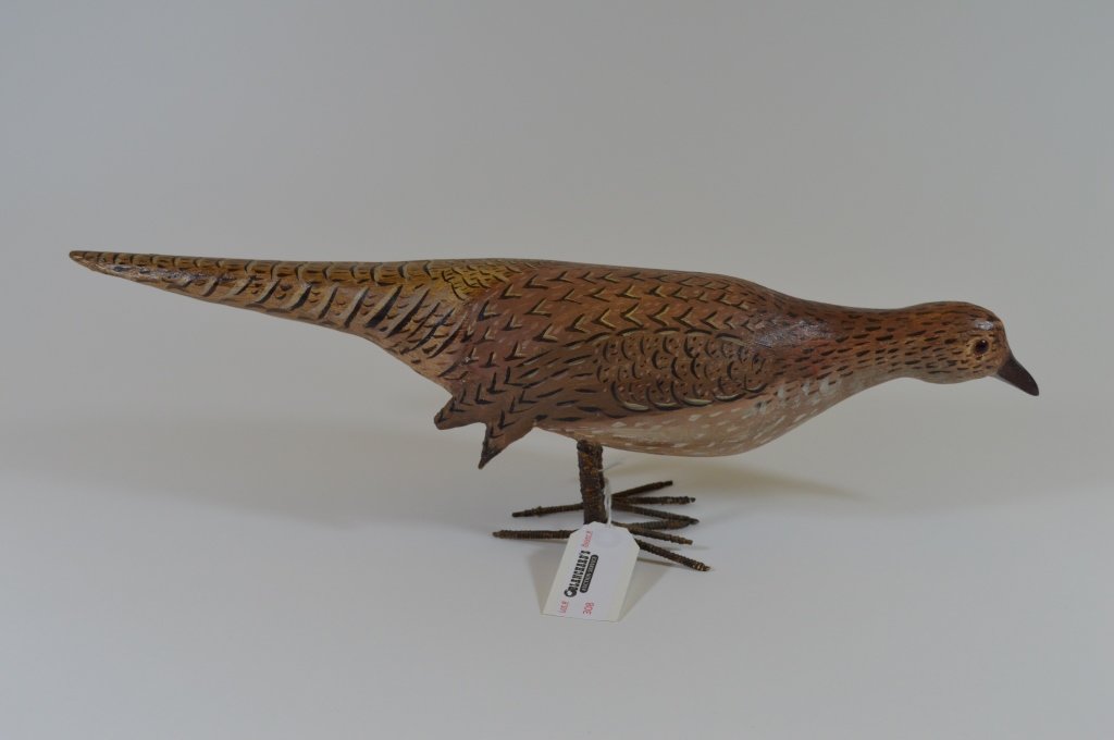 Hen Pheasant Carved by Les Oberly (Minnesota) (1 of 2)