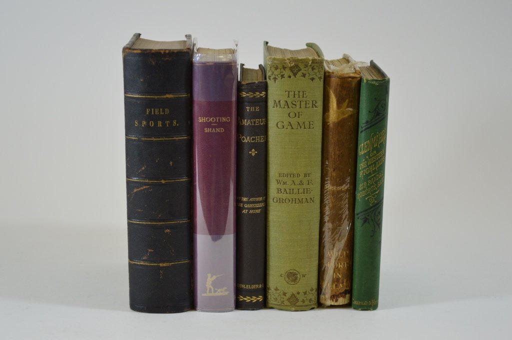 6 Hunting and Sporting Related Books: From the Estate of Everett “Rett” Foster of Clayton, NY. Mr. Foster had an extensive collection of hunting, angling and outdoor sporting books from The Derrydale Press. Many of these books were ac