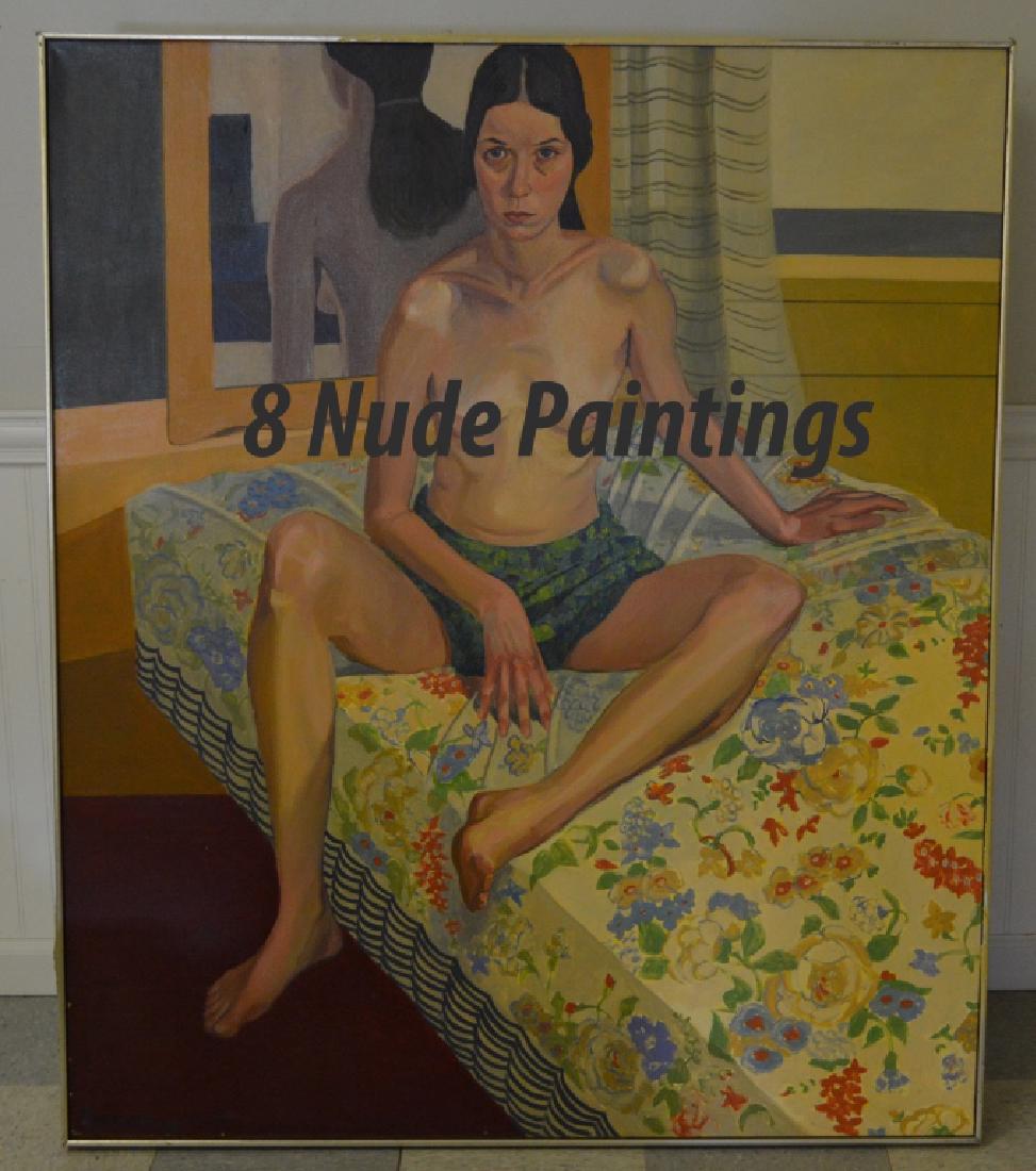 8 Nude Oil Canvas Paintings by Roger Smith: From the artist estate. Artist Retail $1,000 each. From the 1970's. Additional photos are available upon request.