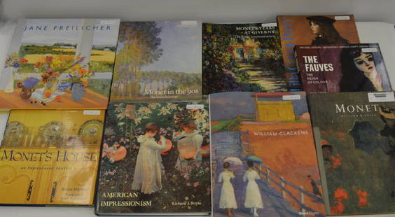 9 Hardcover Impressionism Art Books: Monet; Monet's years at Giverny; Monet in the 90's; Monet's House; American Impressionism; Lilla Cabot Perry; The Fauves; William Glackens; Jane Freilicher