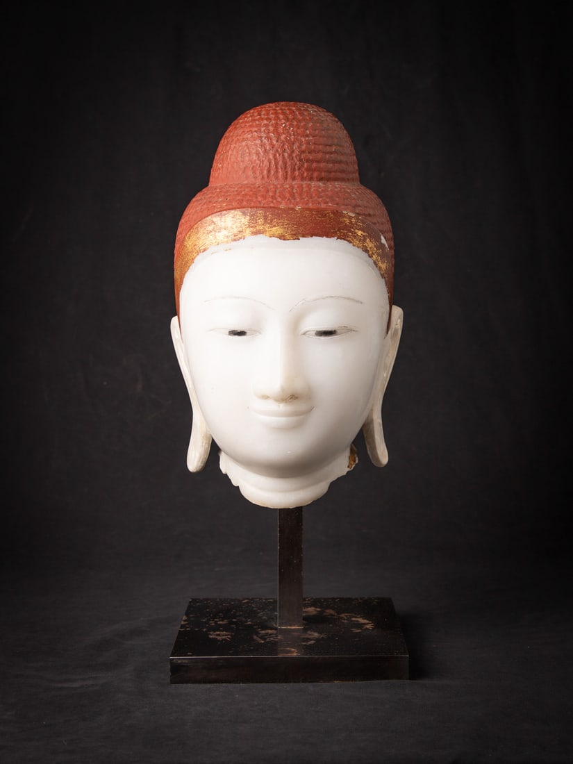 Special large antique marble Buddha head from Burma (Myanmar), 19th century (1 of 20)