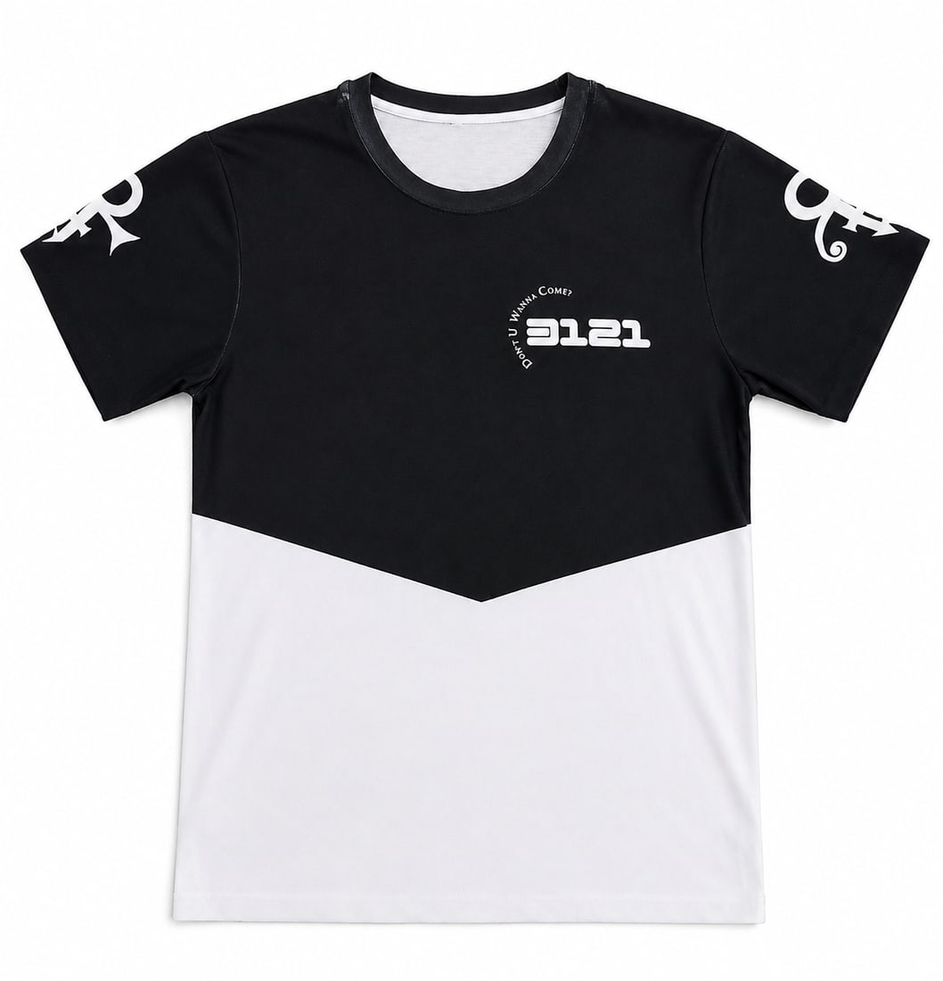 Prince - 3121 T-Shirt (Rare): A Rare T-Shirt designed to resemble the outfit that Prince wore on the cover of his record '3121' as seen in images 3, 4 & 5, however, the T-shirt is designed in a more casual style for ever