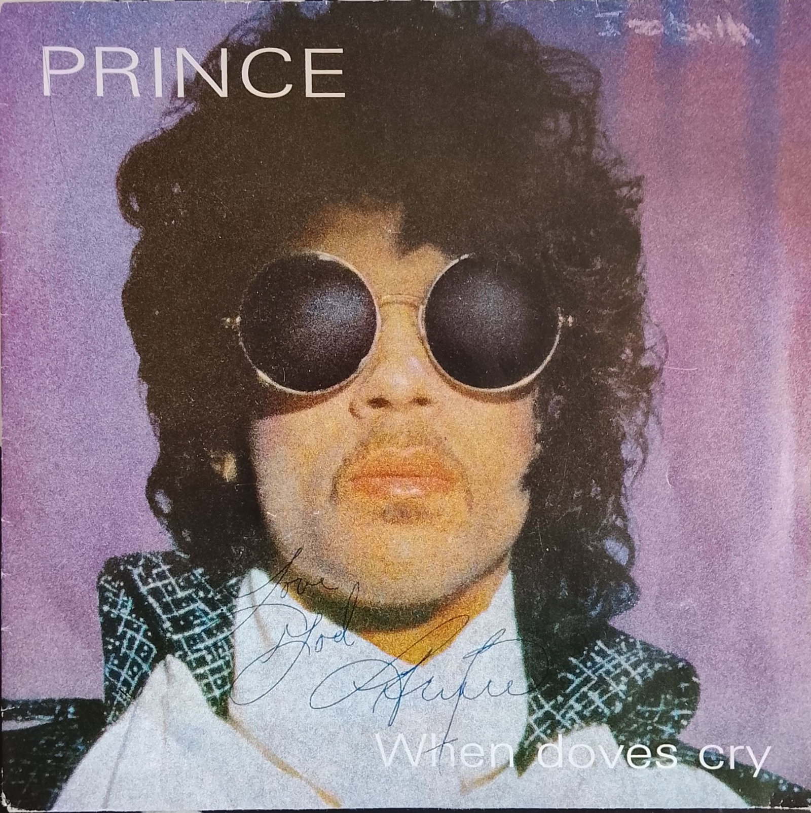 Prince -Signed /Autographed 'When Doves Cry' 7' Record: Prince -Signed /Autographed 'When Doves Cry' 7" Record. Very Rare 7" Signed / Autographed 'Love God Prince' to the front of the record. Consignor notes that this was signed in Paris France in 1986. Th