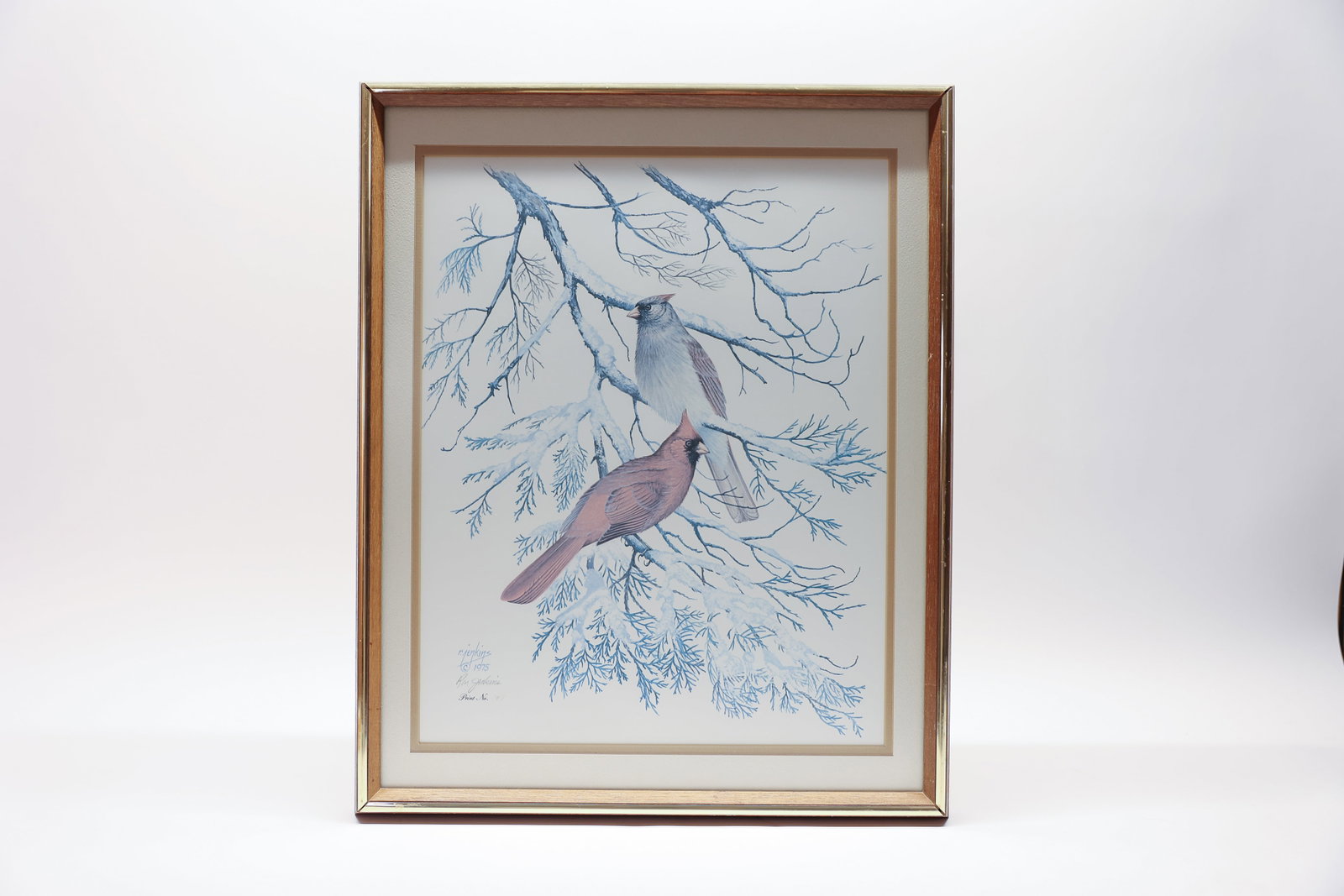 Signed Cardinal Pair Print, R.M. Jenkins 1975 (1 of 6)
