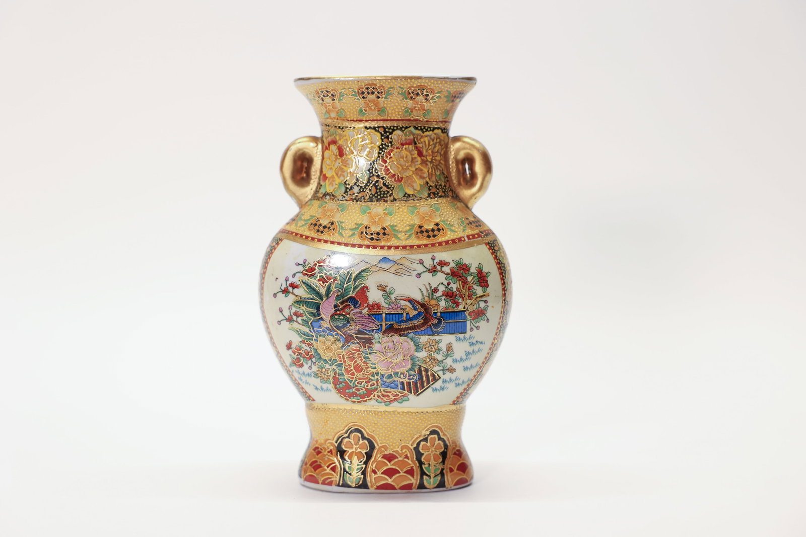 Antique Satsuma-Style Vase, Gilt Bird Design (1 of 6)
