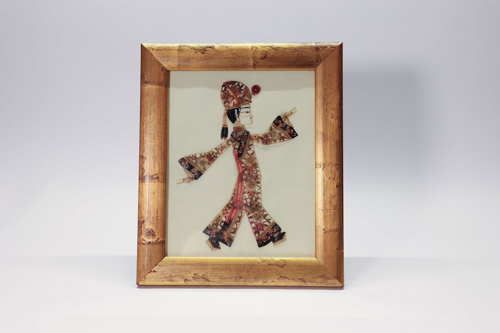 Framed Chinese Shadow Puppet, Painted Hide (1 of 6)