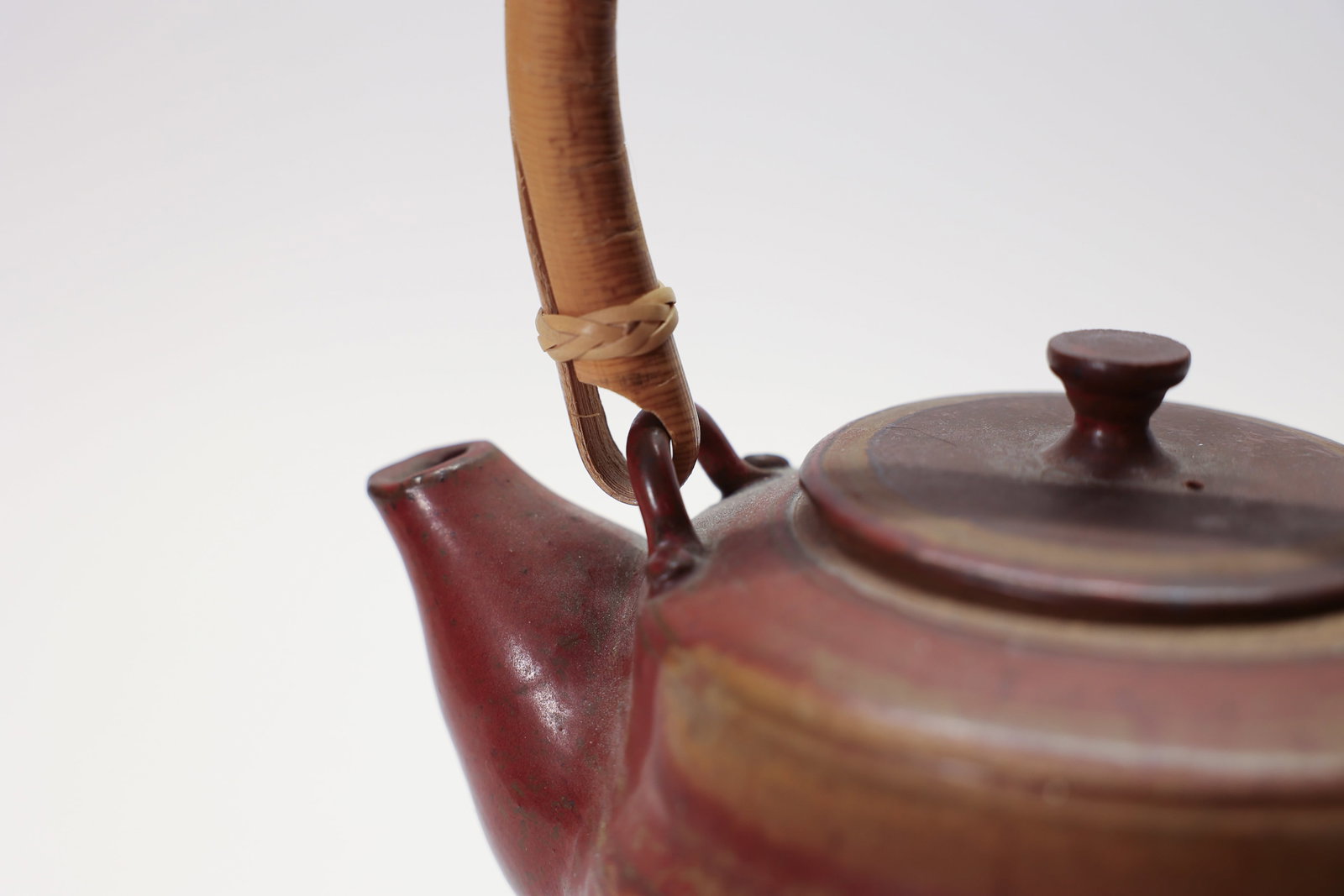 Studio Pottery Teapot Signed Bamboo Handle - 3