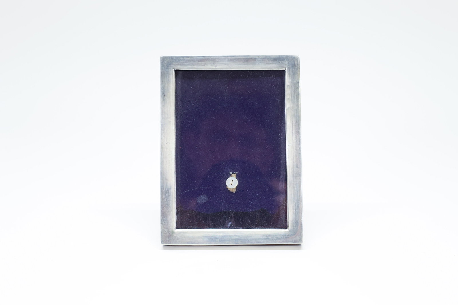 Webster Sterling Silver Picture Frame 3.5"x5": Sterling silver photo frame with a plain, clean-lined rectangular border, stamped on the reverse with a sterling mark alongside a maker's mark consistent with the Webster Company, an American silversm