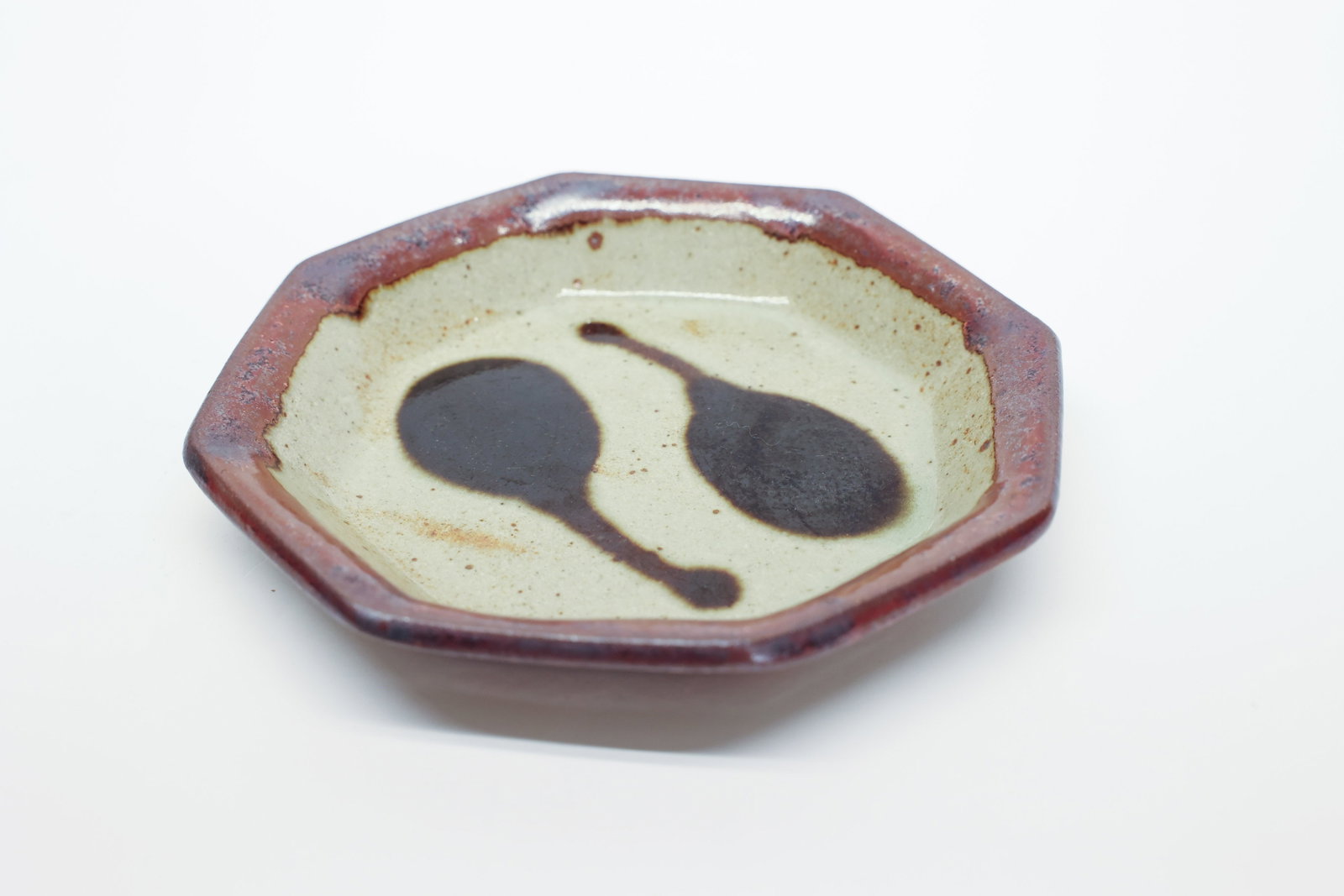 Studio Pottery Octagonal Dish, Drip Glaze - 3
