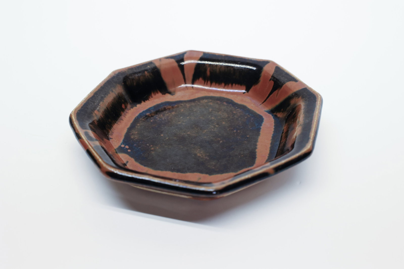Studio Pottery Octagonal Dish, Drip Glaze - 3