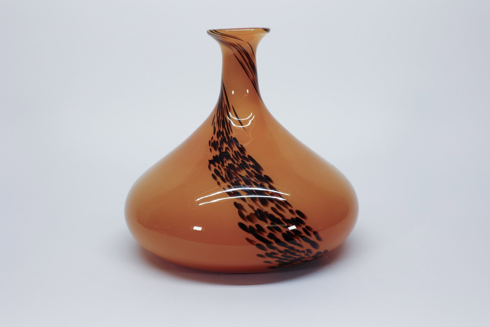 Hand-Blown Amber Tortoiseshell Art Glass Vase MCM (1 of 4)