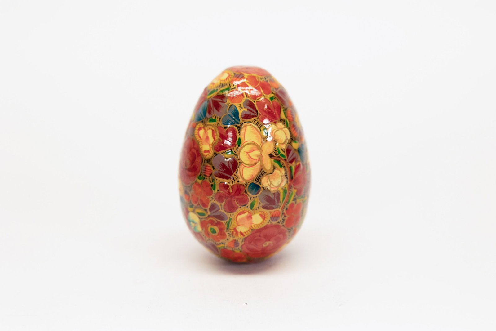 Painted Wooden Egg Eastern European Folk Art: Dimensions: H: 3.25", W: 2"