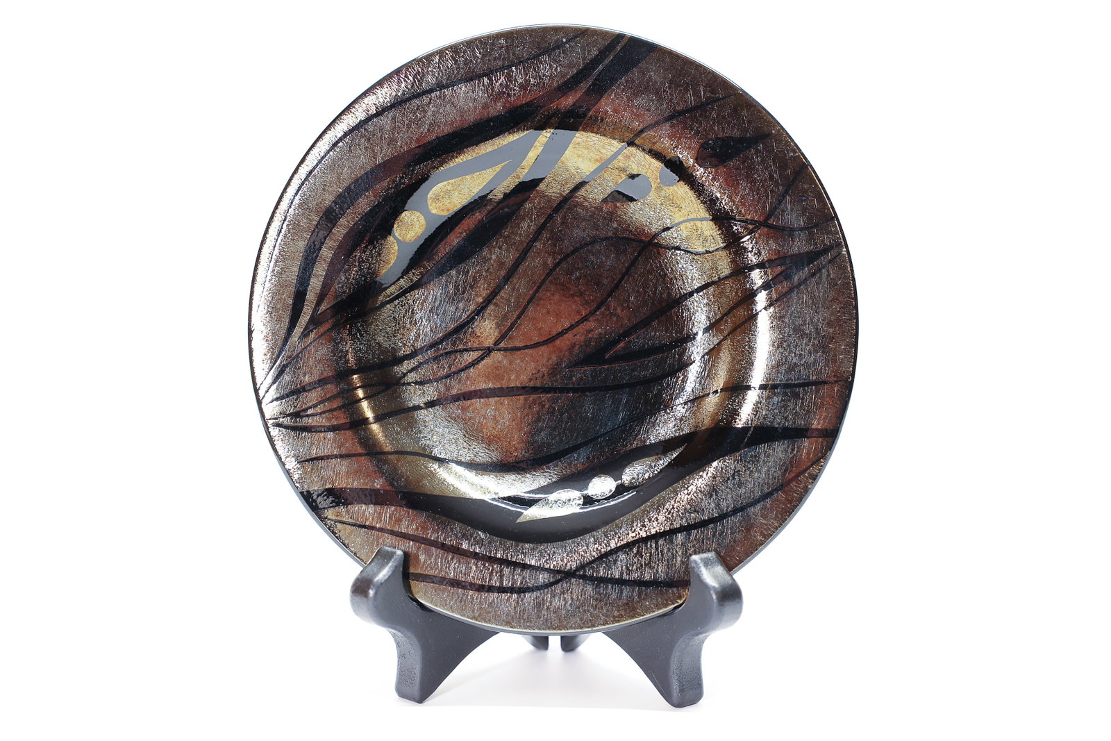 Morrissey Signed Art Glass Dish: Signed S Morrissey. 5 3/4" diameter.Dimensions: H: 1", W: 5.75"
