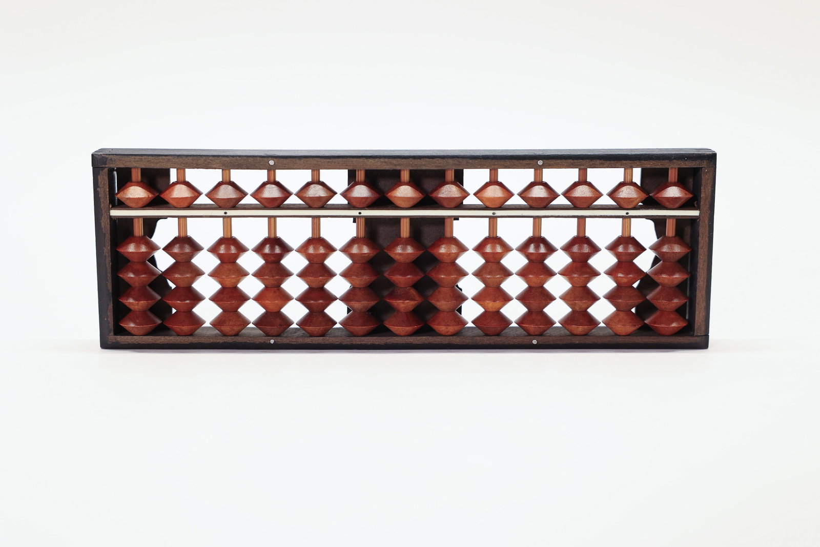 Japanese Wood Inlay Abacus: Vintage Japanese abacus Wood and some kind of inlay.Dimensions: H: 2.25", W: 6.75", L: 0.5"