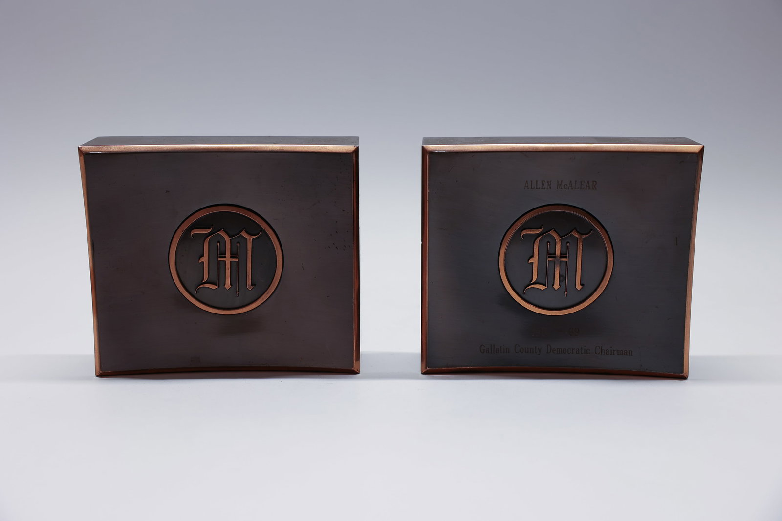 Copper Book Ends, Monogram M (1 of 5)