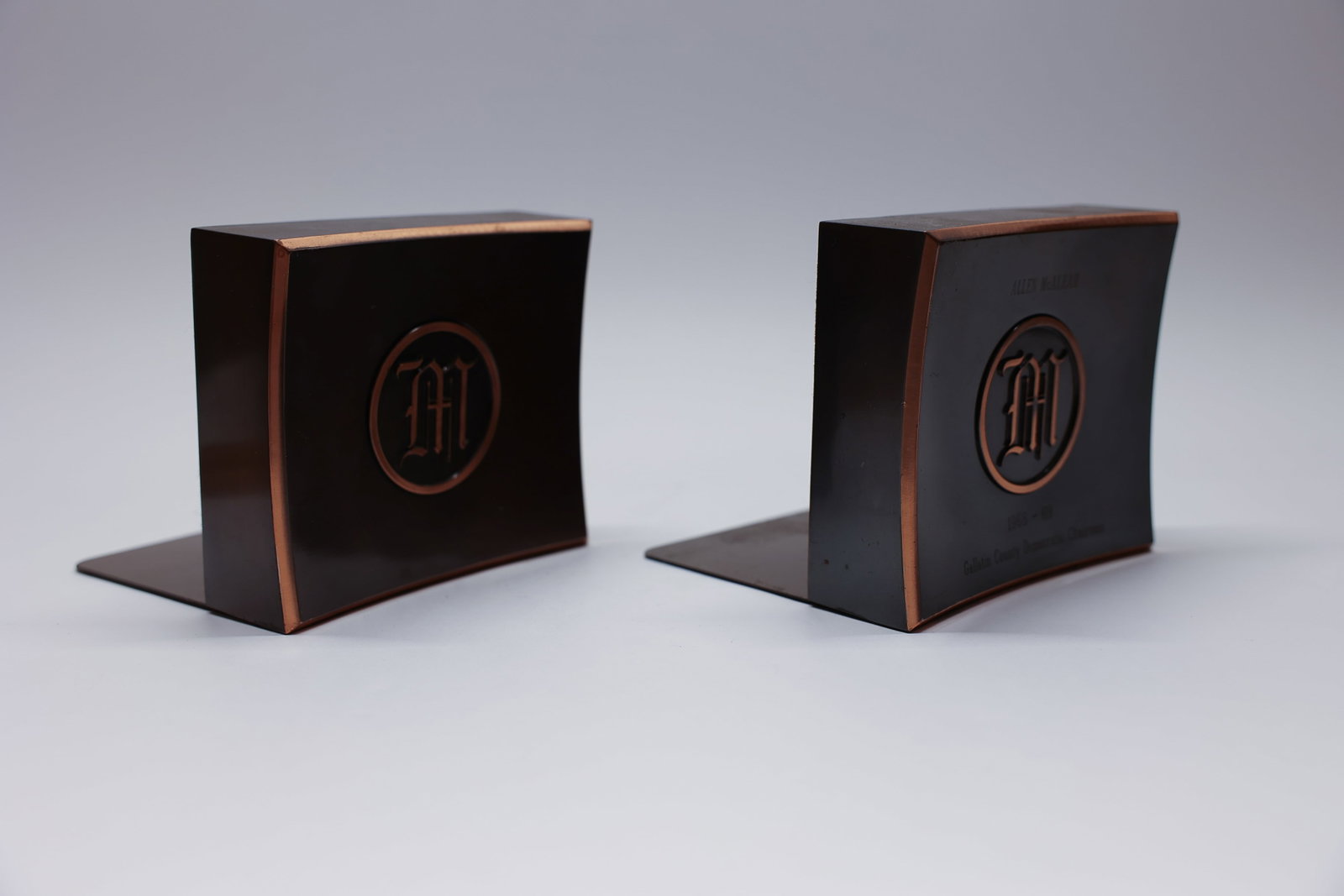Copper Book Ends, Monogram M - 2