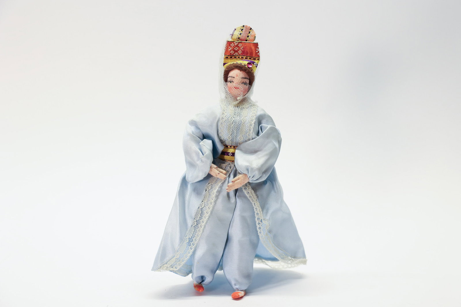 Moroccan Berber Doll, Wedding Attire: Good overall condition. Wedding attire. 10" tall.Dimensions: H: 10", W: 3", L: 3"