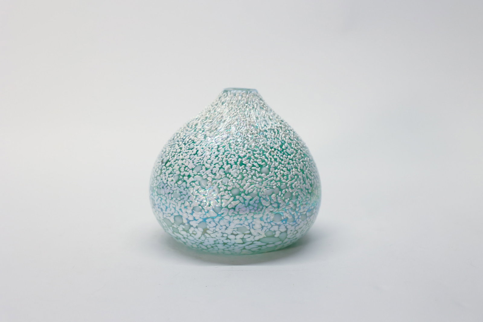 Spatterware Glass Vase, Unsigned: Unsigned. 5" tall 5" at widest.Dimensions: H: 5", W: 5"