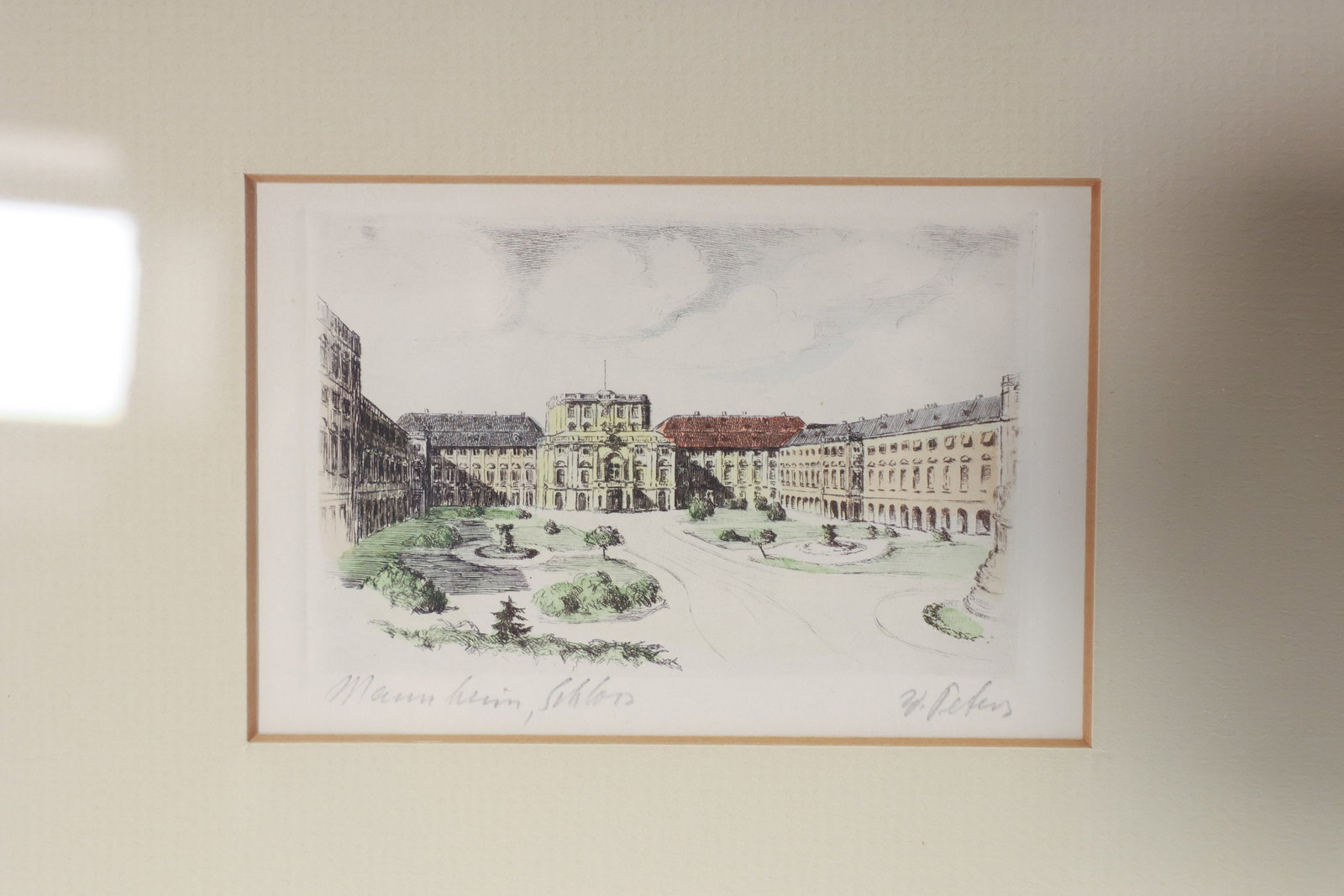 Mannheim Schloss Etching, Germany - 2