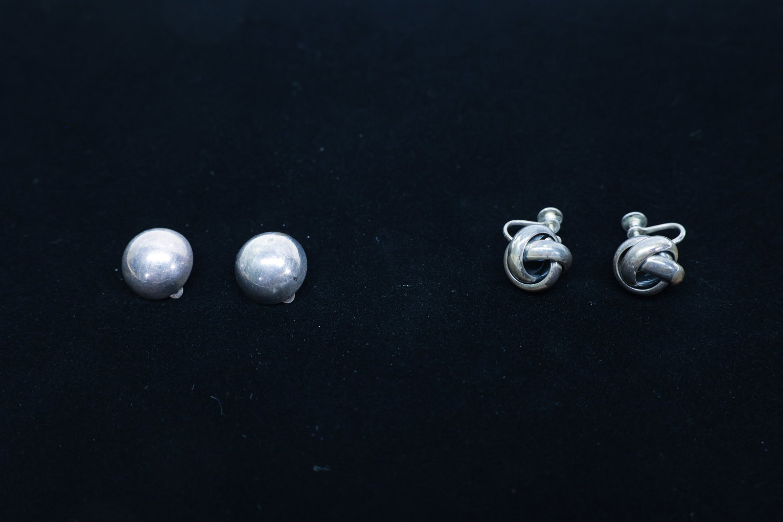 Small Lot 2 Pair Sterling Silver Earrings: Marked 925 and STERLINGDimensions: H: 1", W: 0.5", L: 2.25"