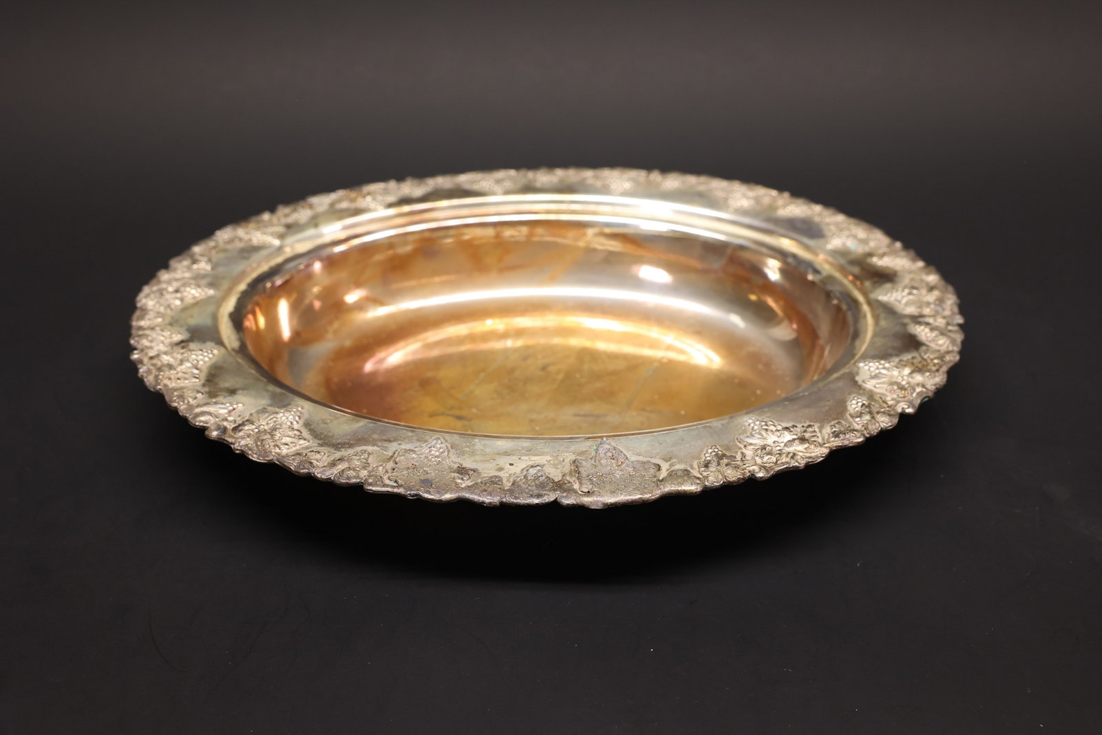 Grape Leaf Repoussé Silver-Plate Tray - 2