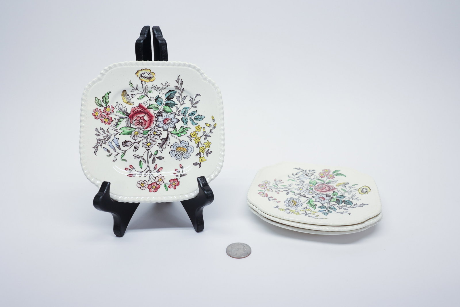 Copeland Spode Romney Small Square Plates Set of 4 (1 of 3)